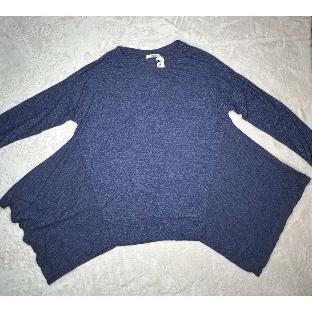 Cherish‎ Womens Medium Blue Long Sleeve Shark Bite Pullover Sweater Top New